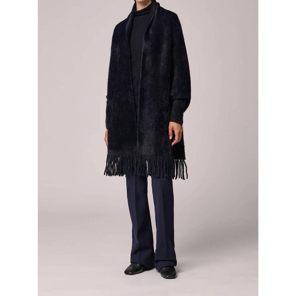 NEW SOIA&KYO danela knit scarfigan with fringe in black